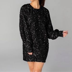 Buddy love sequin black mini dress size small. NWOT. Never worn